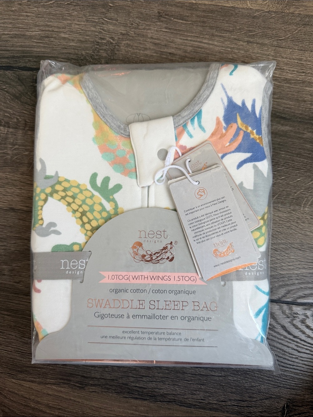 Nest Designs 1.0 tog Swaddle Sleep Bag with Multicolor Dragon Print